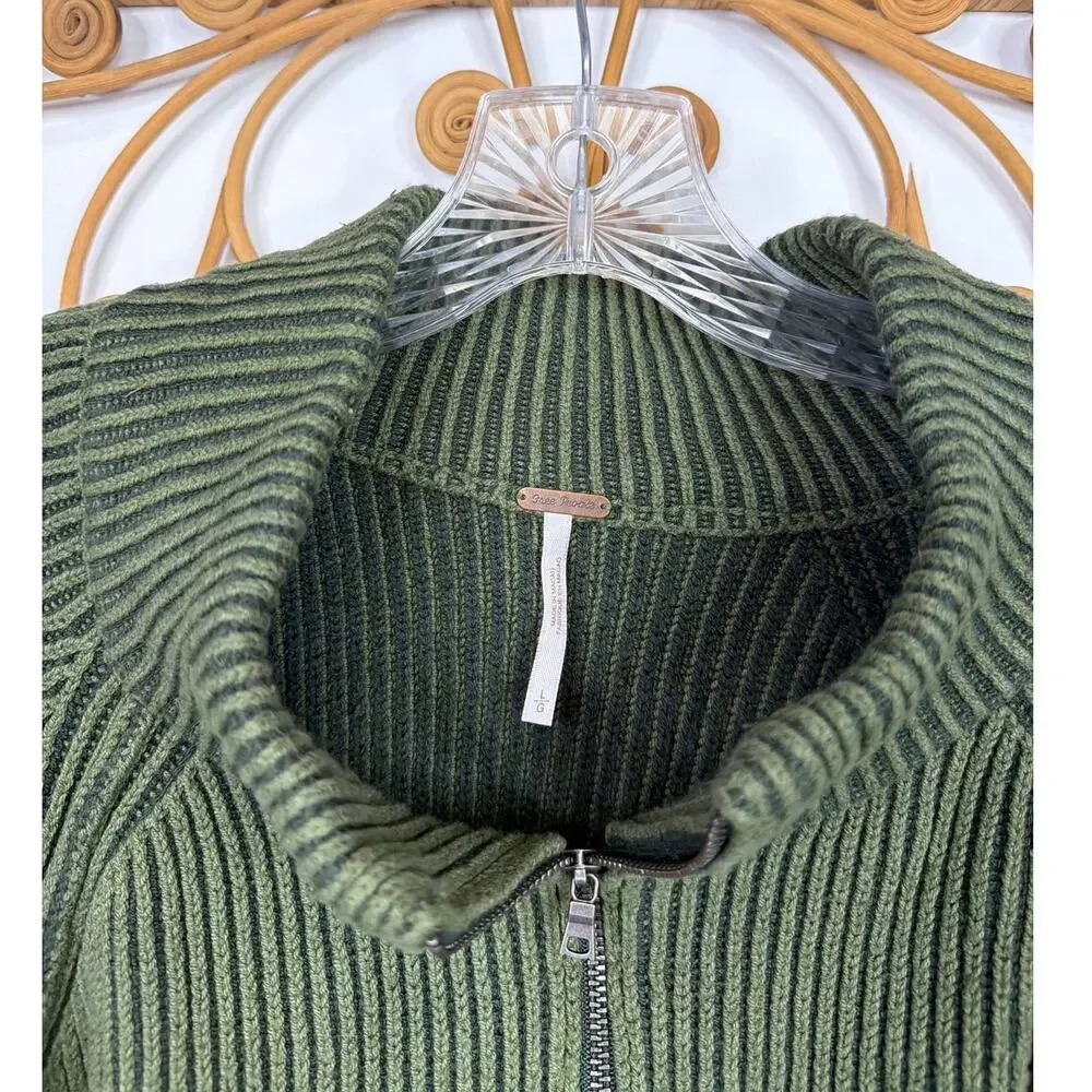 Free People Women's Green Greta Half Zip L